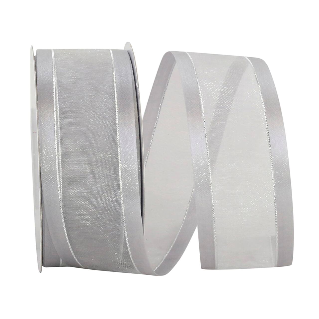 JAM Paper 1.5" x 25yd. Sheer Satin Edge Metallic Ribbon